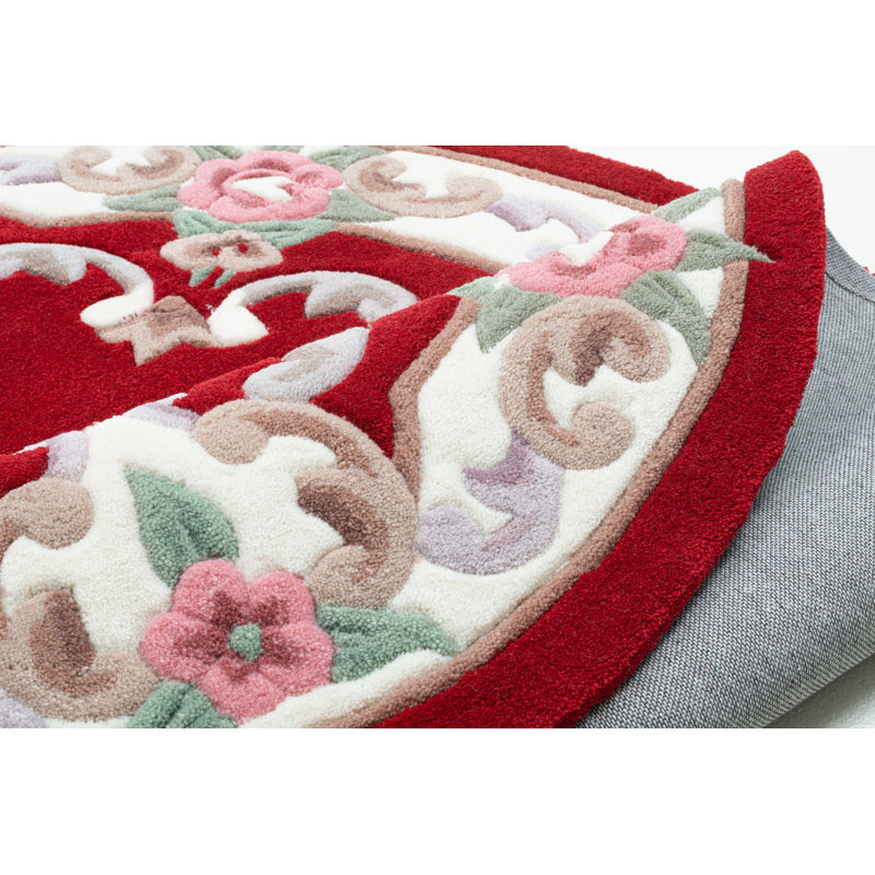 Costilla Floral Hand Woven Hand Tufted Red Area Rug, Oval 190 x 290cm