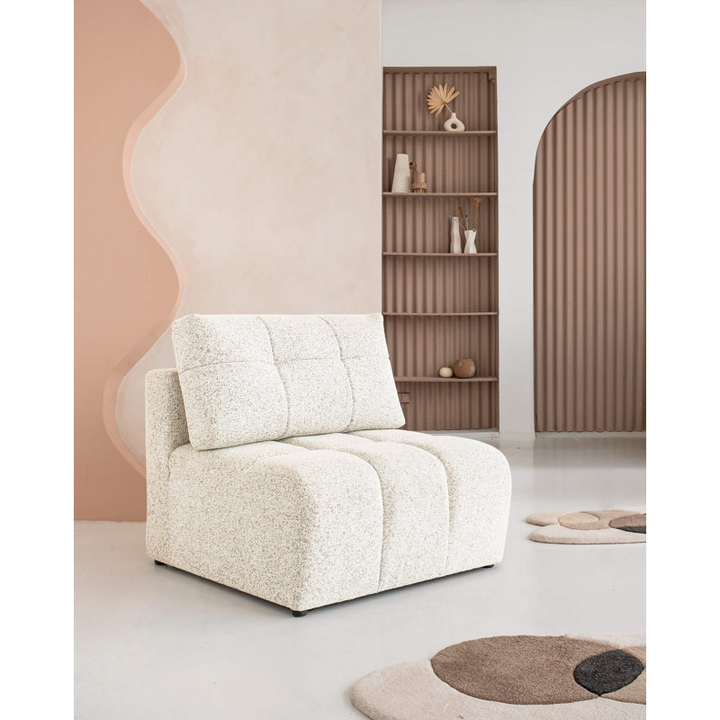 Lulu Upholstered Armless Chair, Beige