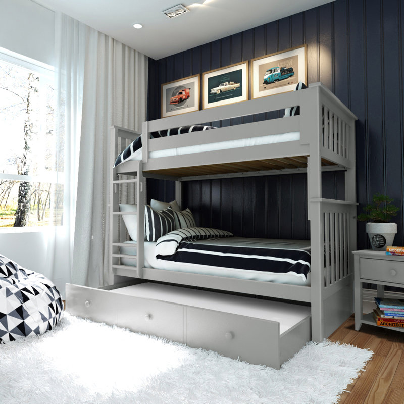 Ravenwood Kids Bunk Bed with Trundle, Twin over Twin, Gray
