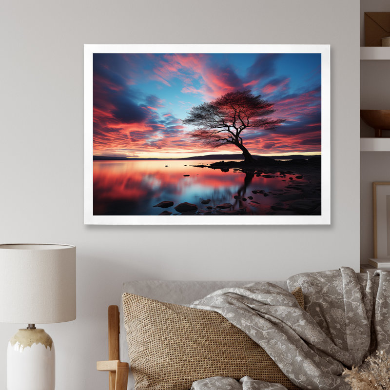 Symphonie bleue et bleue sur toile, H 34 po x l 44 po x P 1,5 po, Cadre simple blanc