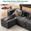 Canapé modulaire modulaire sans os avec 1 repose-pieds, canapé rembourré minimaliste moderne, canapé confortable en forme de U pour le salon, canapé d'angle à siège profond, aucun assemblage requis-1110690970