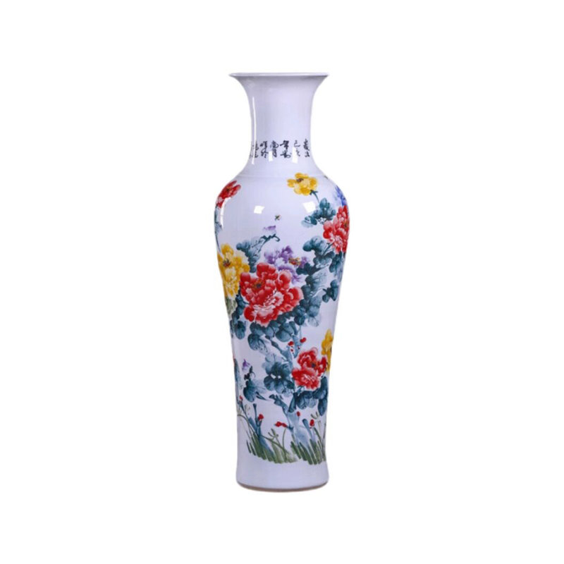 62.99"Jingdezhen ceramic new Chinese-style hand-painted floor-standing large vase decorative item