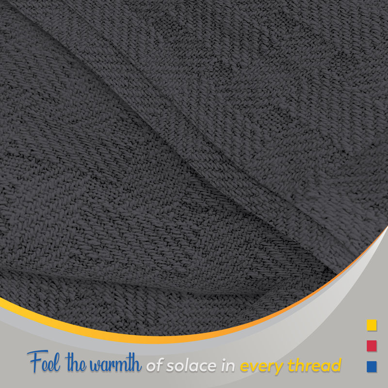 Couverture 100% coton tissée à la main, Très grand, Gris foncé