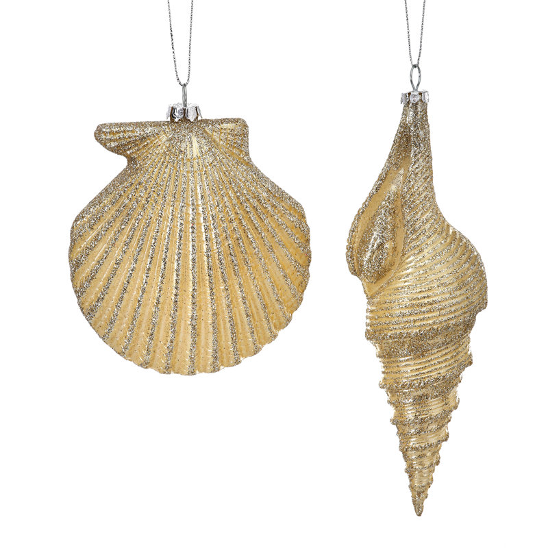 Seashell 7'' Animals Hanging Figurine Ornament, Champagne