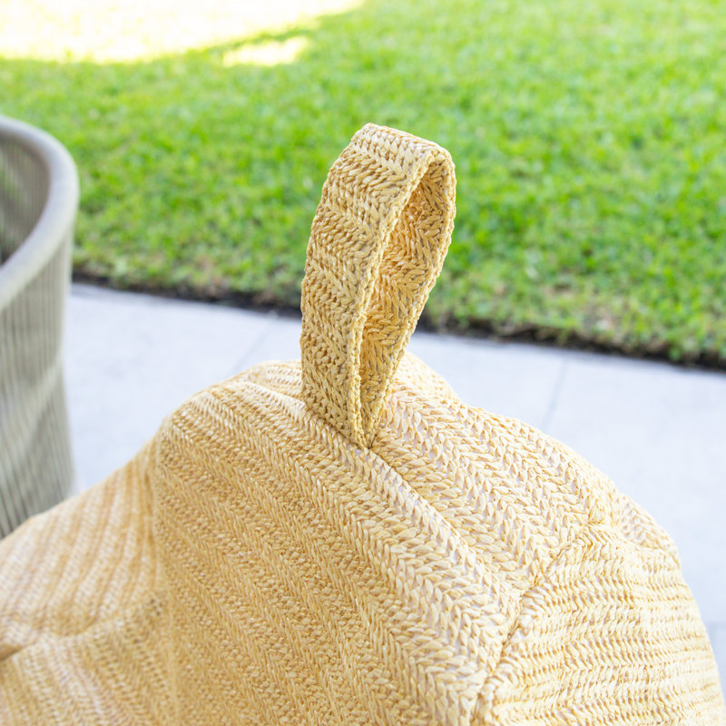 Big Joe Tuffet Outdoor Bean Bag Chair, Weather Resistant Fabric, 3ft Teardrop, Natural Polyester
