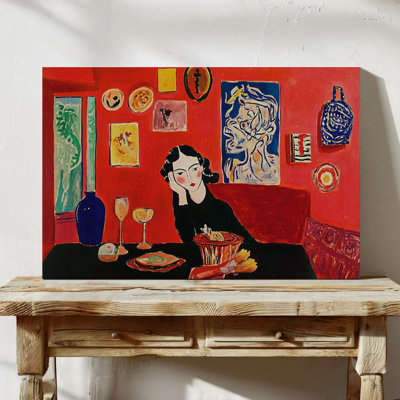 The Red Studio Art Print - reproduction abstraite de peinture à l'huile abstraite, décoration murale moderne Mid-Century pour le salon ou la galerie