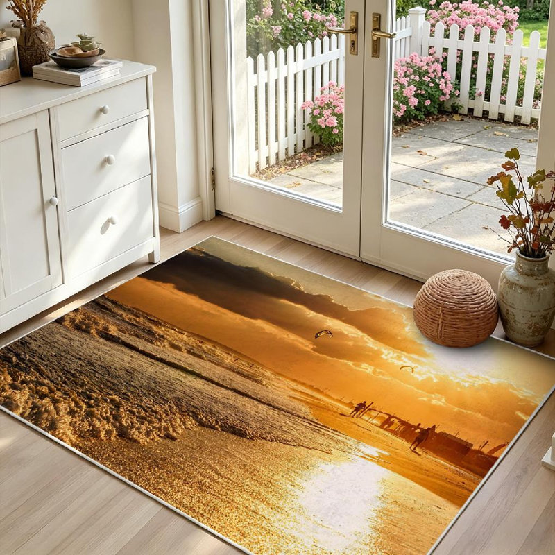 Tapis noir lavable à la machine magnifique, Rectangle 39 po x 63 po