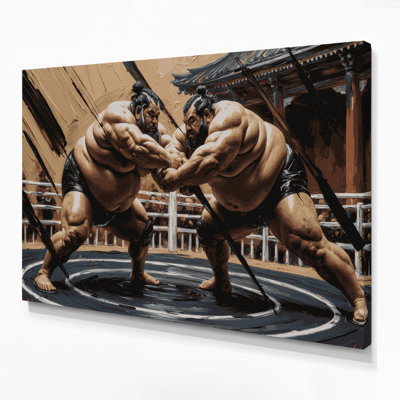 Sports Sumo Wrestling Brown Canvas Wall Art