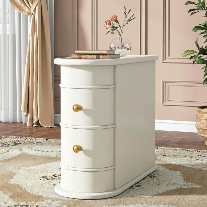 Solid Wood Pedestal End Table, White