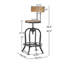 Tabouret de bar pivotant à hauteur réglable avec structure en bois de sapin et en fer industriel, parfait pour les bars et les cuisines modernes.