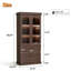 Élégante vitrine en bois avec portes et tiroirs en verre, armoire de rangement avec éclairage DEL, grande capacité et finition imperméable-121515905