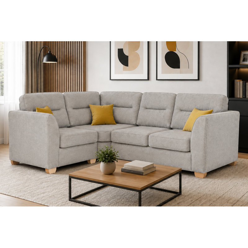 Marryn Upholstered Corner Sofa, Left Hand Facing, Light Grey