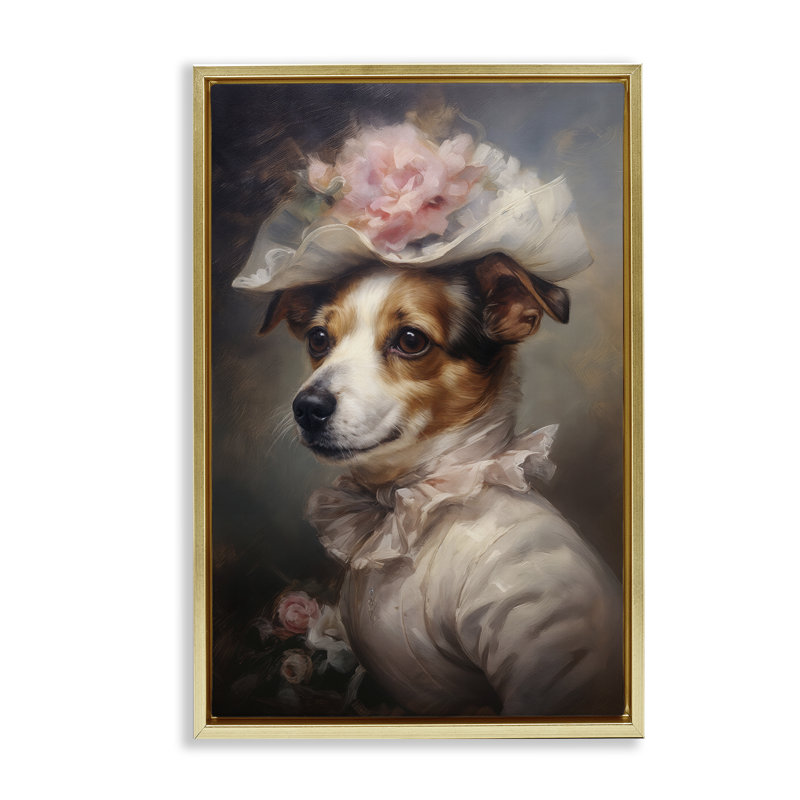 Cadre flottant Jack Russel Terrier, H 31 po x l 21 po, Cadre flottant métallique doré