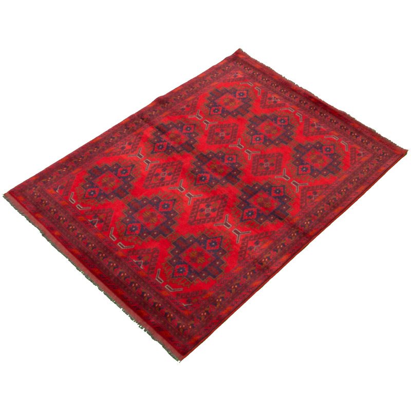 Tapis de la zone en laine rouge 5 pi 1 po x 6 pi 6 po à la main one-of-kind-noué la 2010s esari turque Allaina