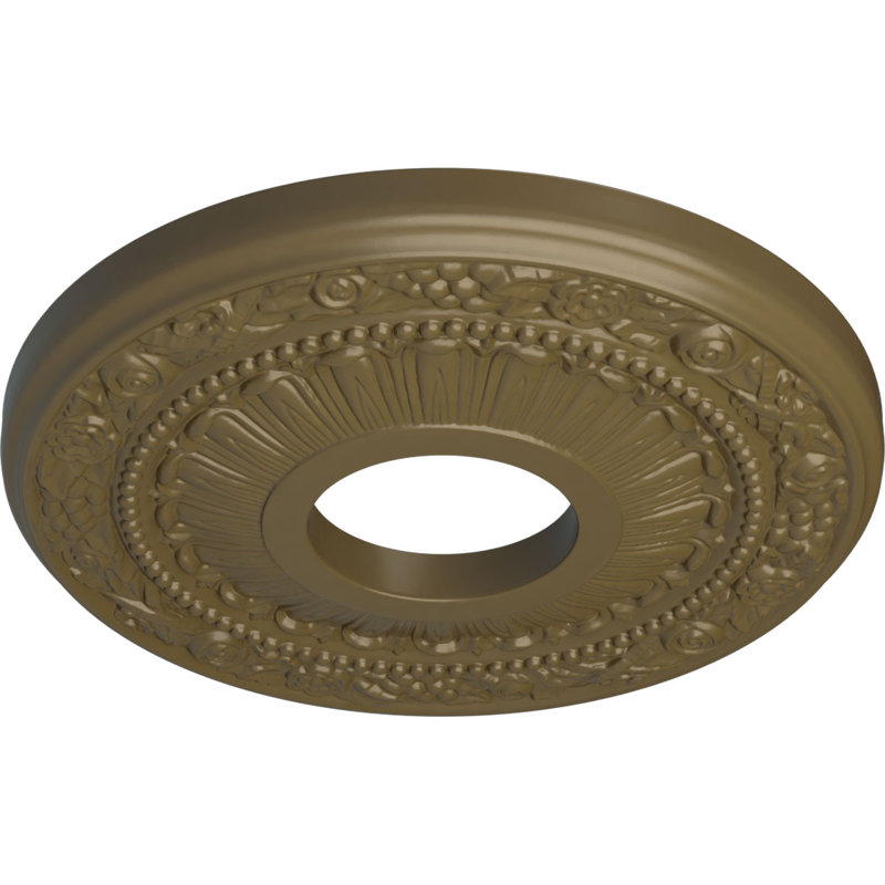 Médaillon de plafond Endurathane Stockport, DE 11 3/4 po x P 3/8 po, fini craquelé acajou peint à la main, Boue Mississippi