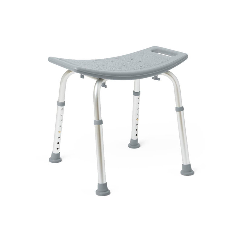Adjustable Height Gray Plastic Backless Shower Chair