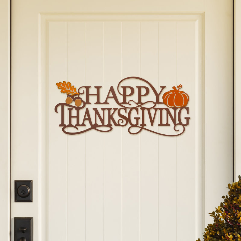 Décoration murale 24 "L HAPPY THANKSGIVING" en métal