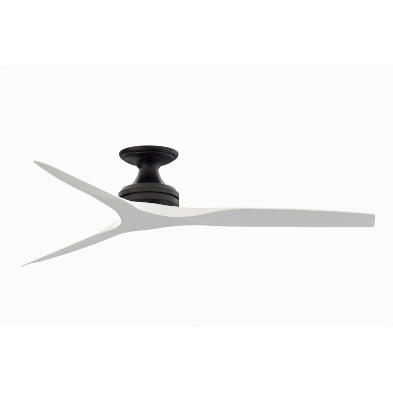 Spitfire 60 inch Flush Indoor/Outdoor Ceiling Fan - Black with Matte White Blades, Black, Matte White