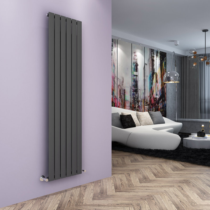 Chasity Vertical Designer Radiator, Anthracite, 180cm H x 45.2cm W x 4.9cm D, 1