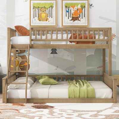 Twin XL over Queen Bunk Bed with Ladder and Guardrails by Harriet Bee