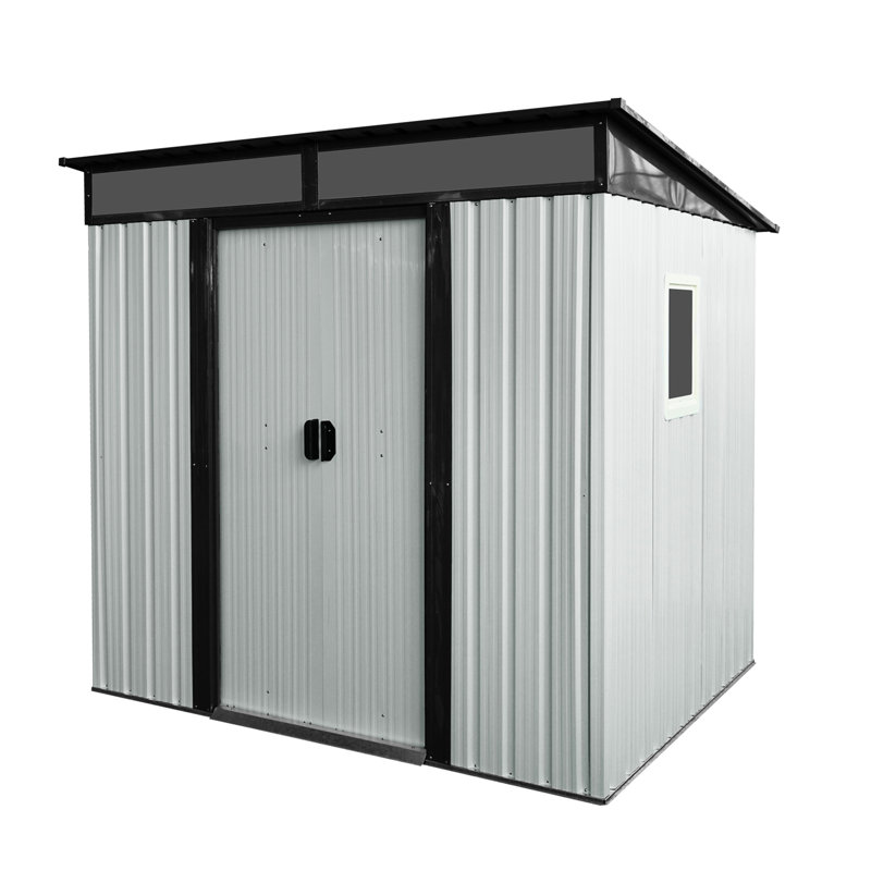 Large 6Ft X 5Ft Metal Shed With Ventilation - & 6X5ft Garden Window -Proof All-Round, White/Black