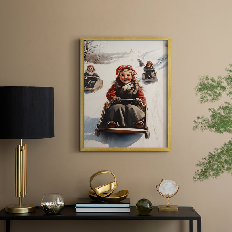 «Christmas Holiday Art», série 2-XXXI, reproduction encadrée - bois massif, H 21 po x l 17 po, Doré