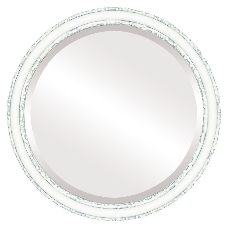 Schlater Wood Frame Round Wall Mirror, 15" H x 15" W