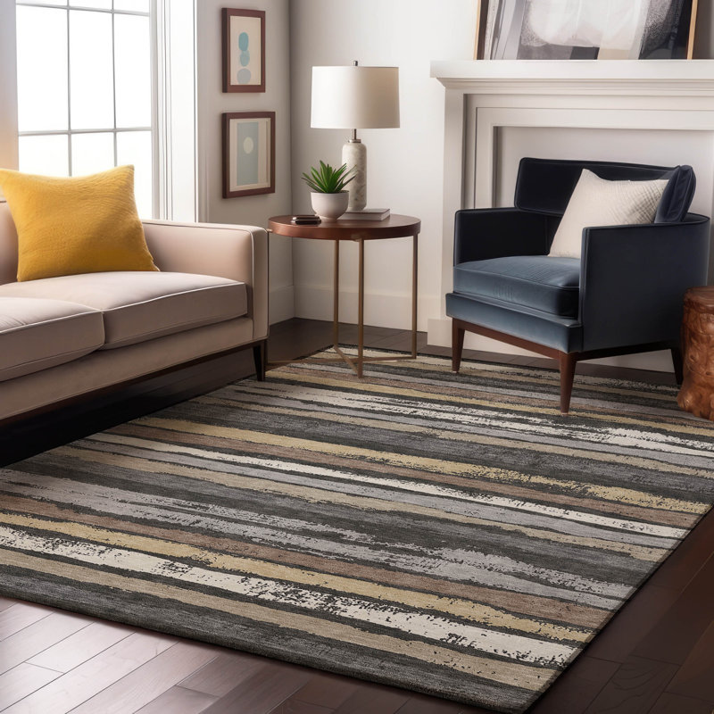 Premium Machine Washable Jahnke AMF1019 Stripes Rug, Rectangle 10' x 14'