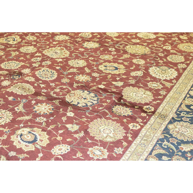 Tapis rouge et bleu marine noué à la main de haute qualité