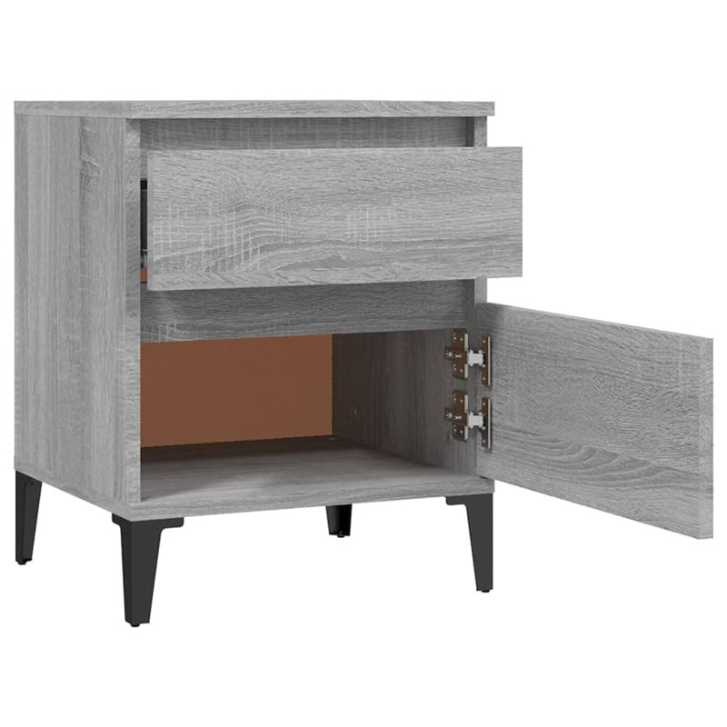 Duflos 40cm W Manufactured Wood Bedside Table, Grey, Set of 2
