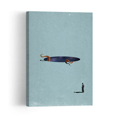 Man And Cosmic Portal Surreal Contemporary Octopus Wall Art Print