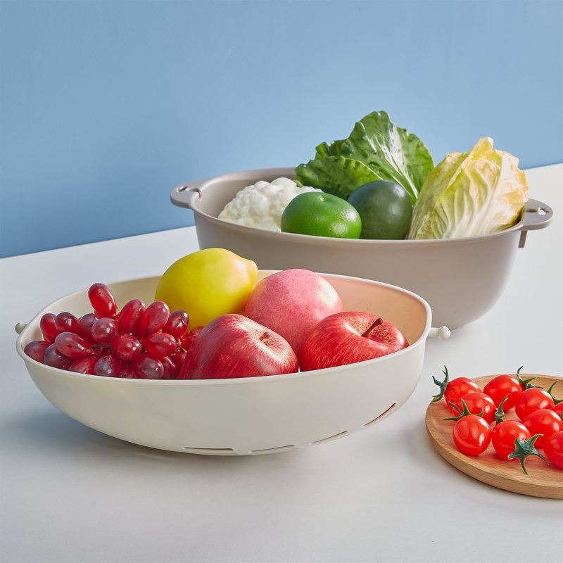 Ensemble de passoire de cuisine ovale avec passoire à bol, 2 en 1 sans plastique BPA