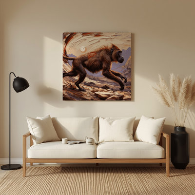 Faune, art mural en métal brun Gelada