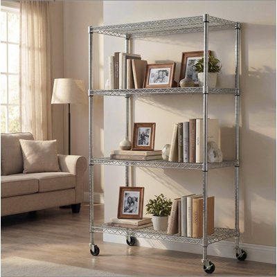 Étagères grillagées robustes à 4 niveaux réglables - supports de rangement en métal résistant à la rouille pour la cuisine, le garage, la salle de bain et le garde-manger (P 35,43 po x l 17,72 po x H 66,54 po)