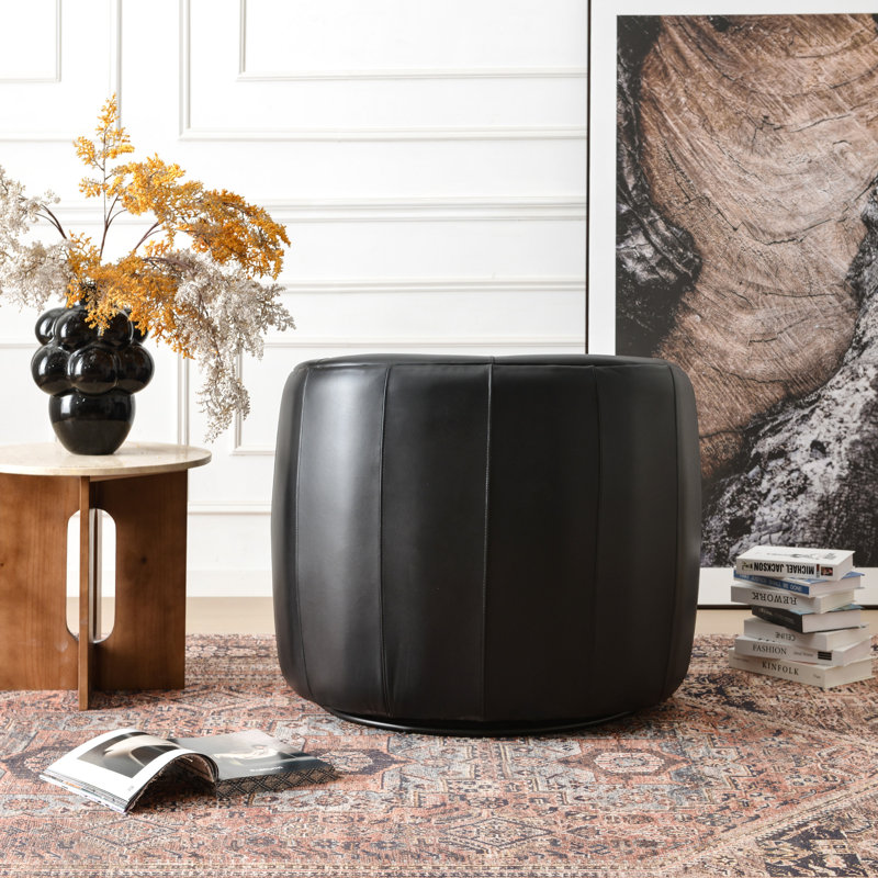 Fauteuil pivotant 100% cuir véritable Sydney, Noir