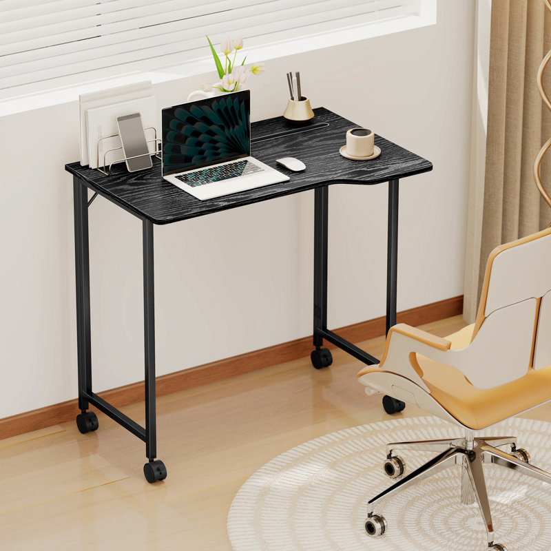 Metal Base Writing Desk, Black/Black