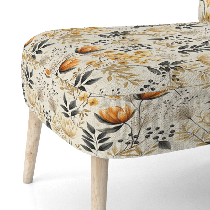 Botanical Flowers Rustic Charm - Upholstered Scandinavian Side Chair, Botanical Nature Accent Chair