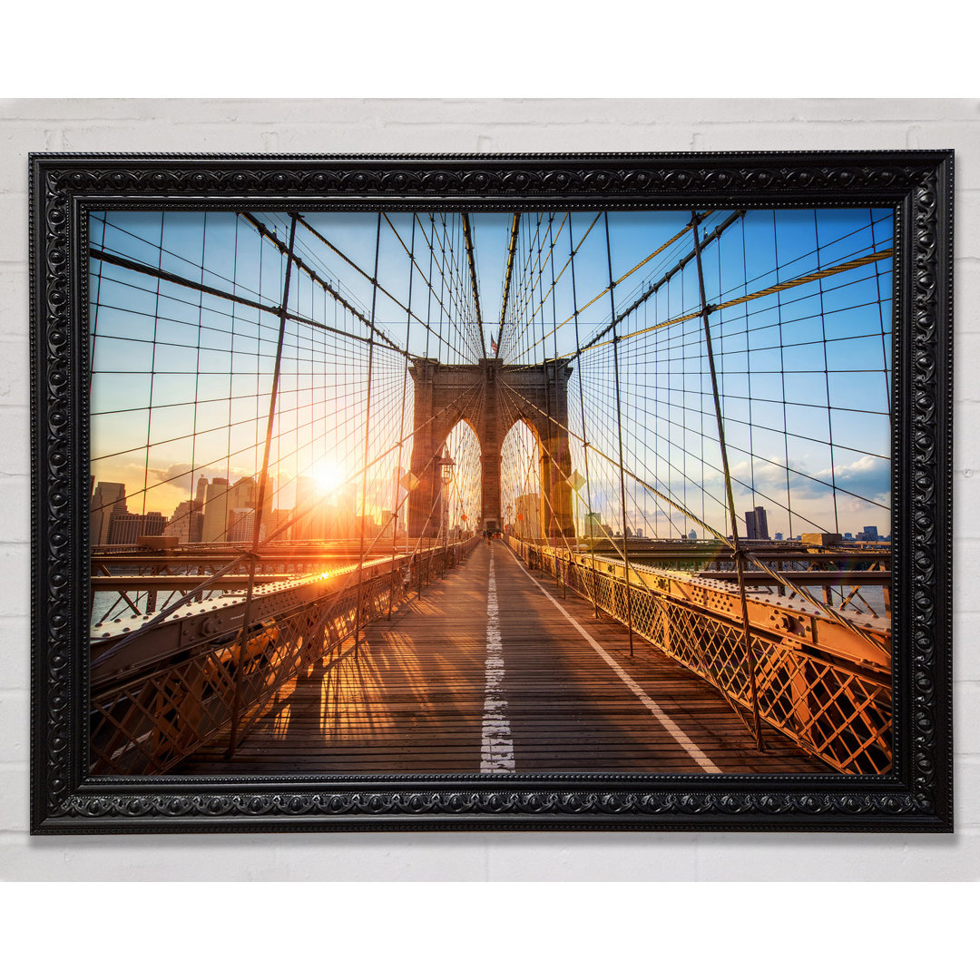 Sonnenuntergang durch die Brooklyn Bridge - Druck