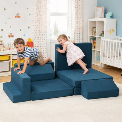 Canapé pour enfants et tout-petits, canapé-lit pliant convertible, canapé modulaire multifonctionnel 7 en 1 pour jouer, créer et dormir