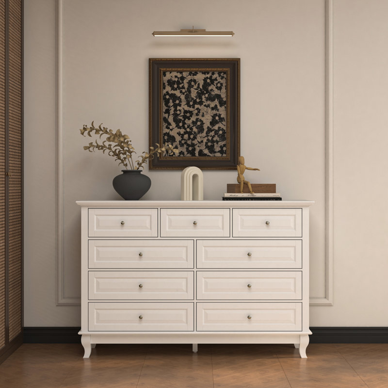 Elegant Traditional Accent Chest With 9 Drawers, Classic Design, And Gold Hardware – Available In White And Black Finish