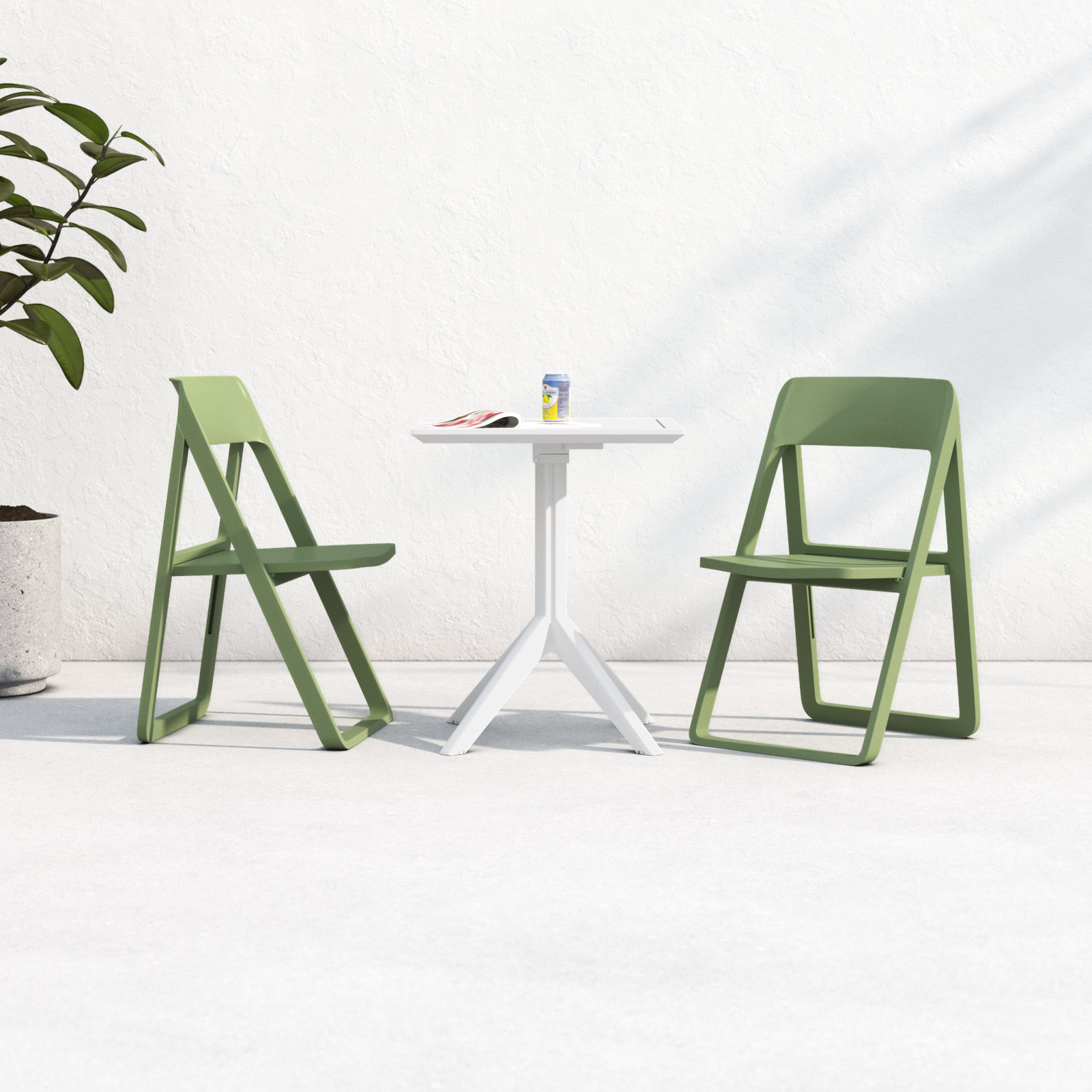 Farrah 24" Patio Bistro Set, White/Olive Green