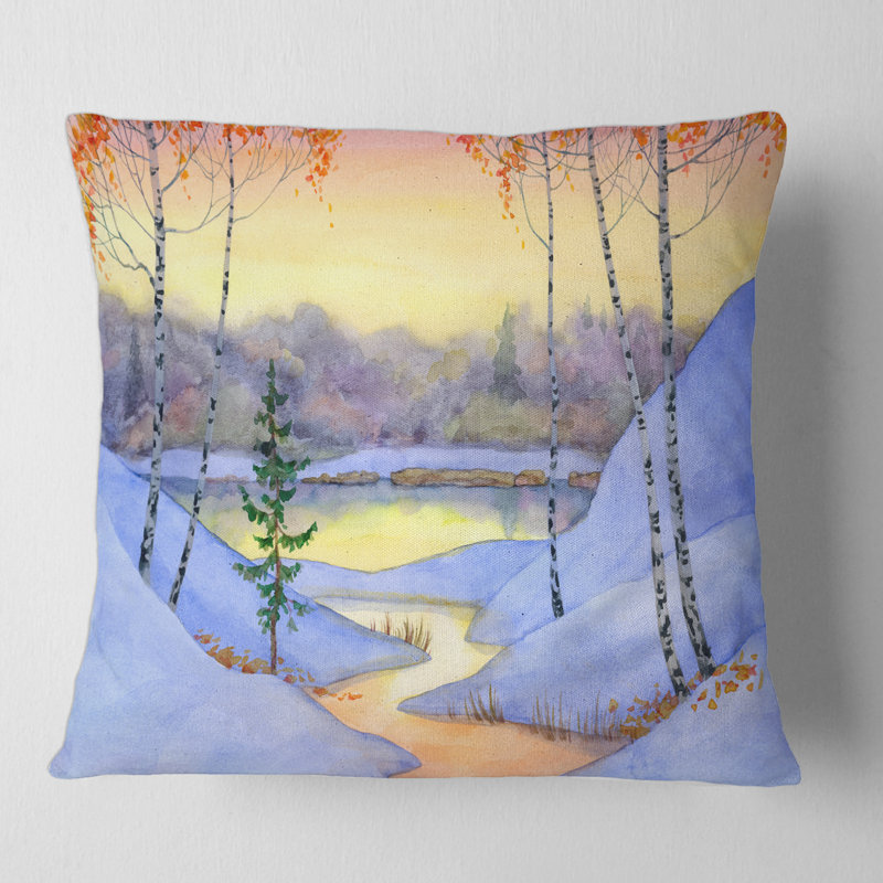 Housse de coussin carrée Stream in the Winter Forest II, 18" x 18"
