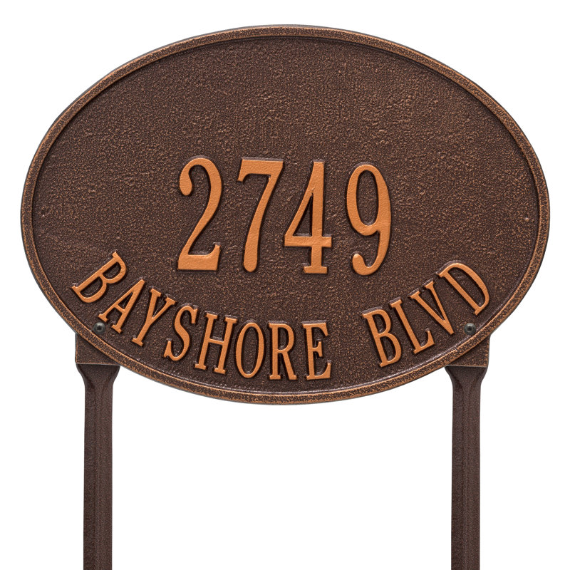 Plaque d'adresse sur 2 lignes Hawthorne, Cuivre antique, Oui