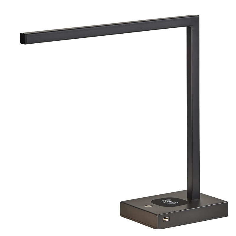 Lampe de bureau 16 po avec prise USB et prise Capri, Noir mat