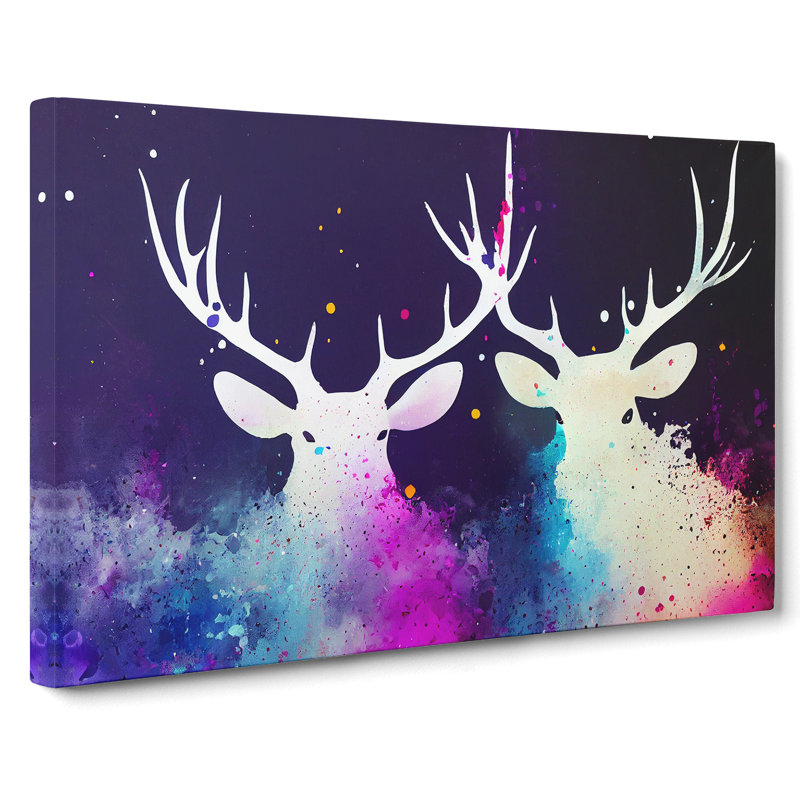 Stag Deer Splash Vol.4 Abstract - Wrapped Canvas, 40cm H x 60cm W x 3cm D