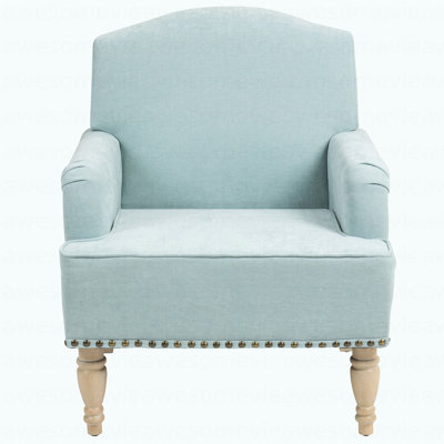 Modern Accent Chair With Retro Wooden Legs & Nailhead Trim, Small Fabric Club Chair, Comfy Upholstered Armchair Lounge Chair For Bedroom Living Room Single Sofa,Holds 300Lbs(Sage)