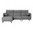 Shealene High Back Convertible Sectional Couch with Ottoman, 3 Seater L Shaped Sofa with Headrests-956564439