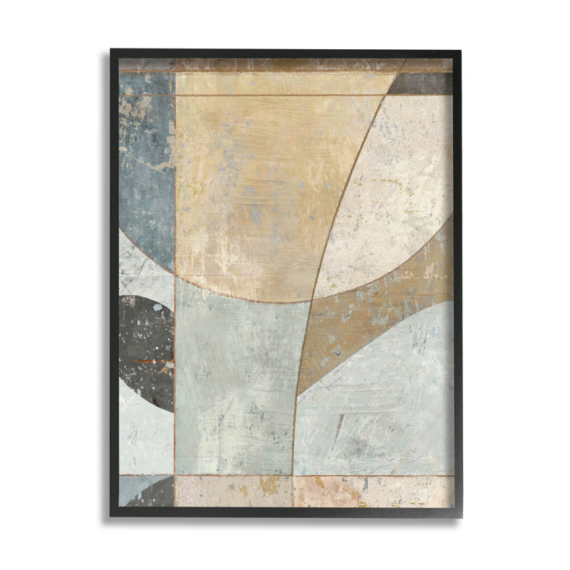 «Neutral Tones Curved Shapes», art de la giclée encadrée par Suzanne Nicoll, H 14 po x l 11 po x P 1,5 po