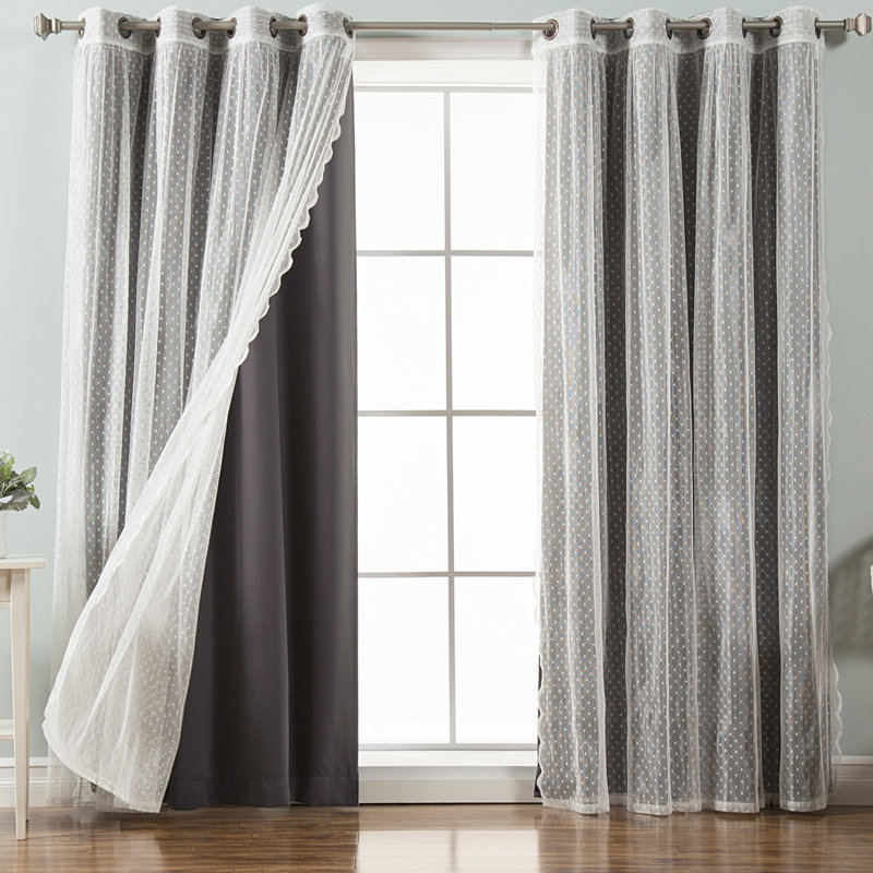 Paire de rideaux obscurcissant Tulle, Gris foncé, l 52 po x L 96 po