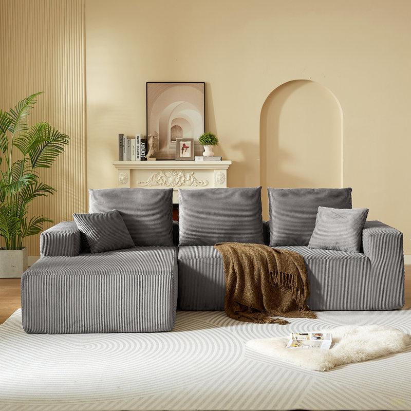 Canapé modulaire modulaire avec méridienne, canapé-lit en forme de L moderne avec assise profonde, canapé modulaire pour le salon, la chambre à coucher, le bureau, aucun assemblage requis